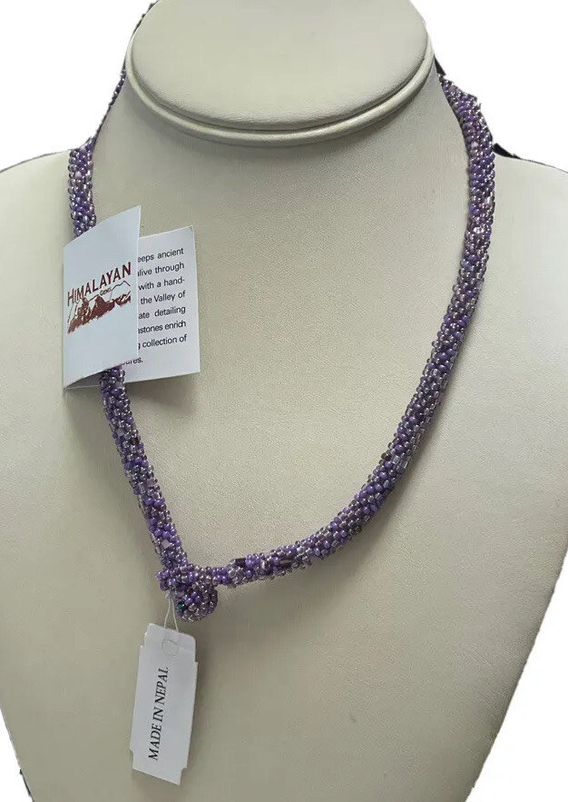 HSN ANDREW STONE MADE IN NEPAL HAND-CRAFTED PURPLE BEADED HIMALAYAN NECKLACE