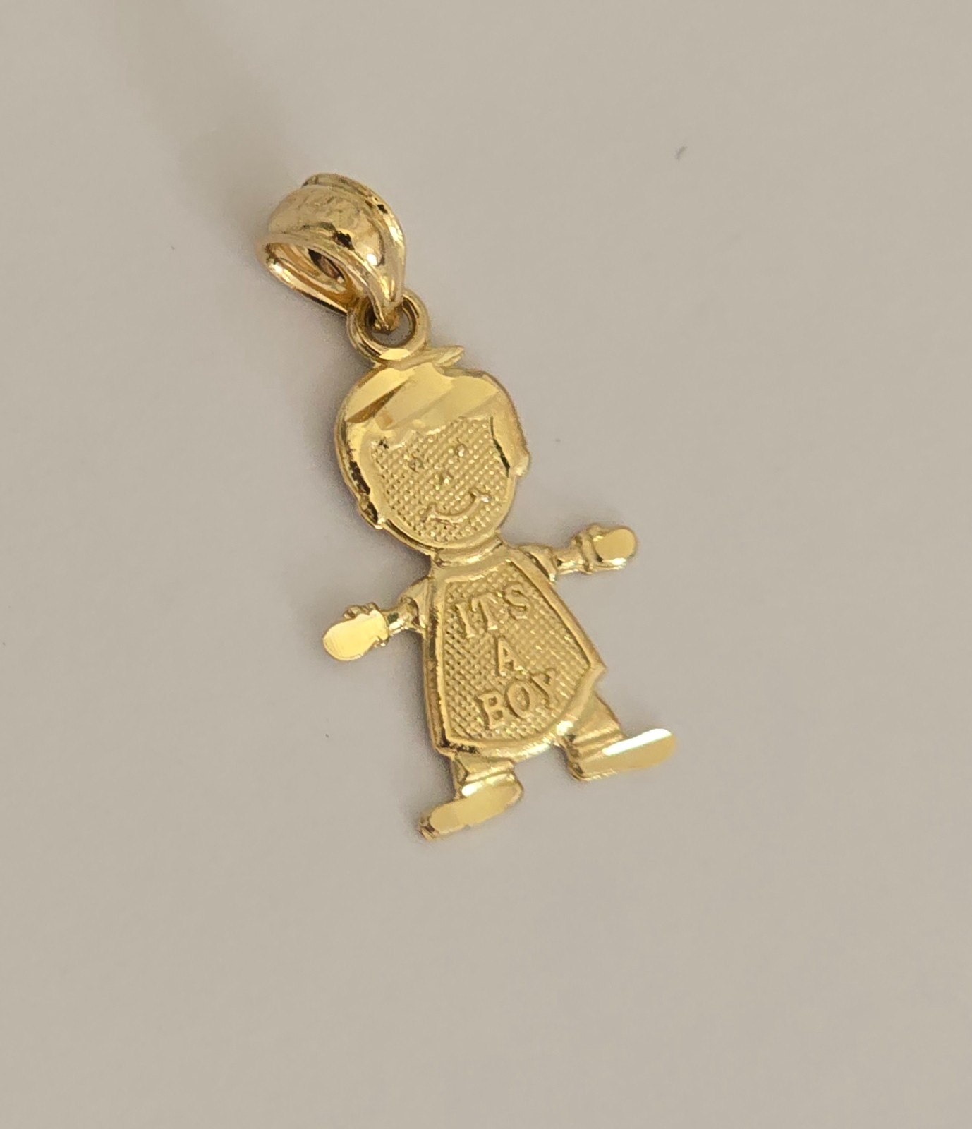 14k Solid Yellow Gold Boy Girl Ninio Children Baby Shower Gift Pendant 12x20mm
