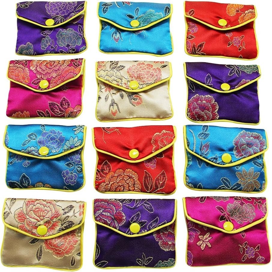 Stylish Small Jewelry Pouches – 12 Floral Zipper Bags for Special Occasions