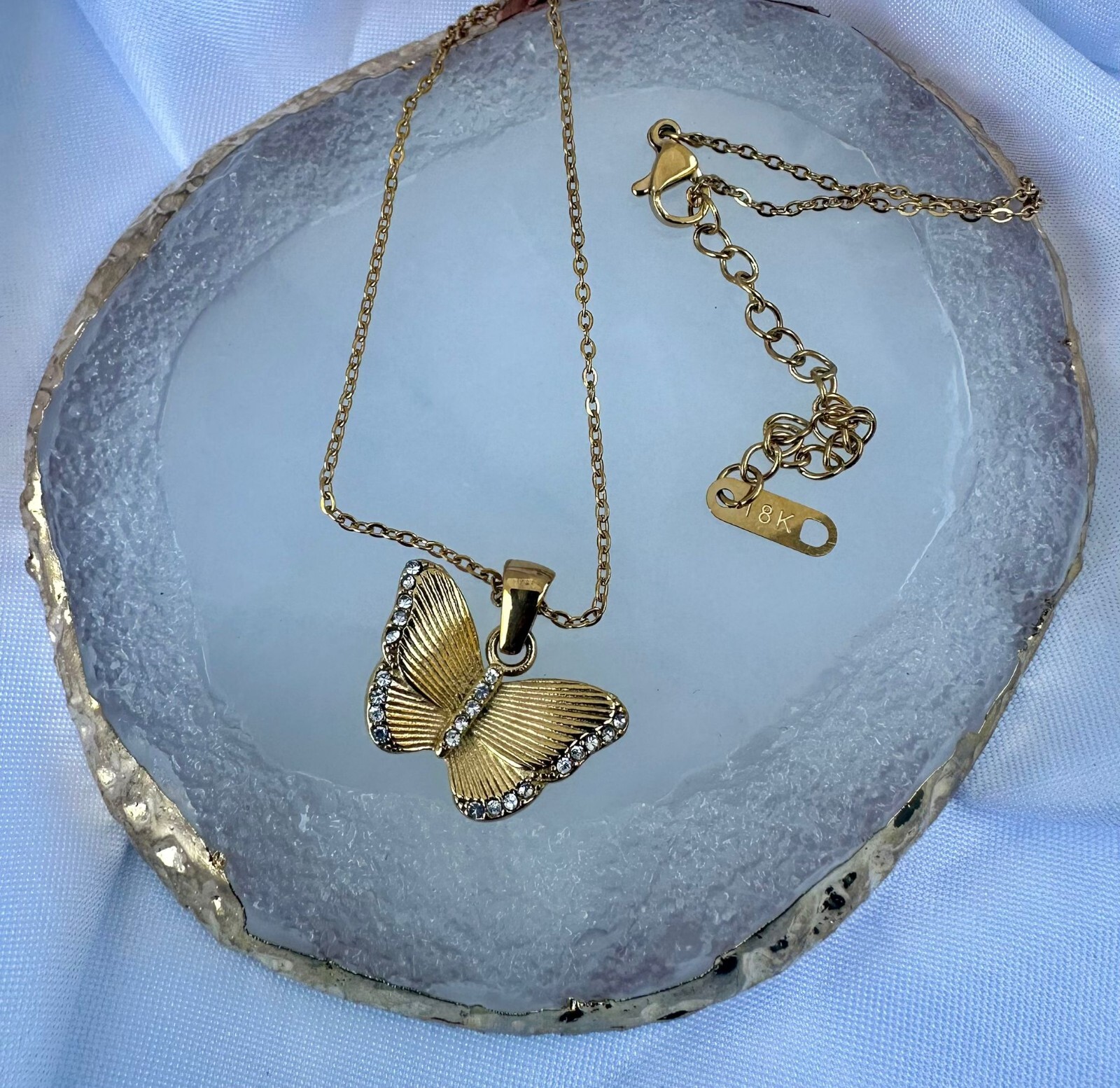 18K Gold Filled Butterfly Pendant Necklace for Women waterproof and tarnish free