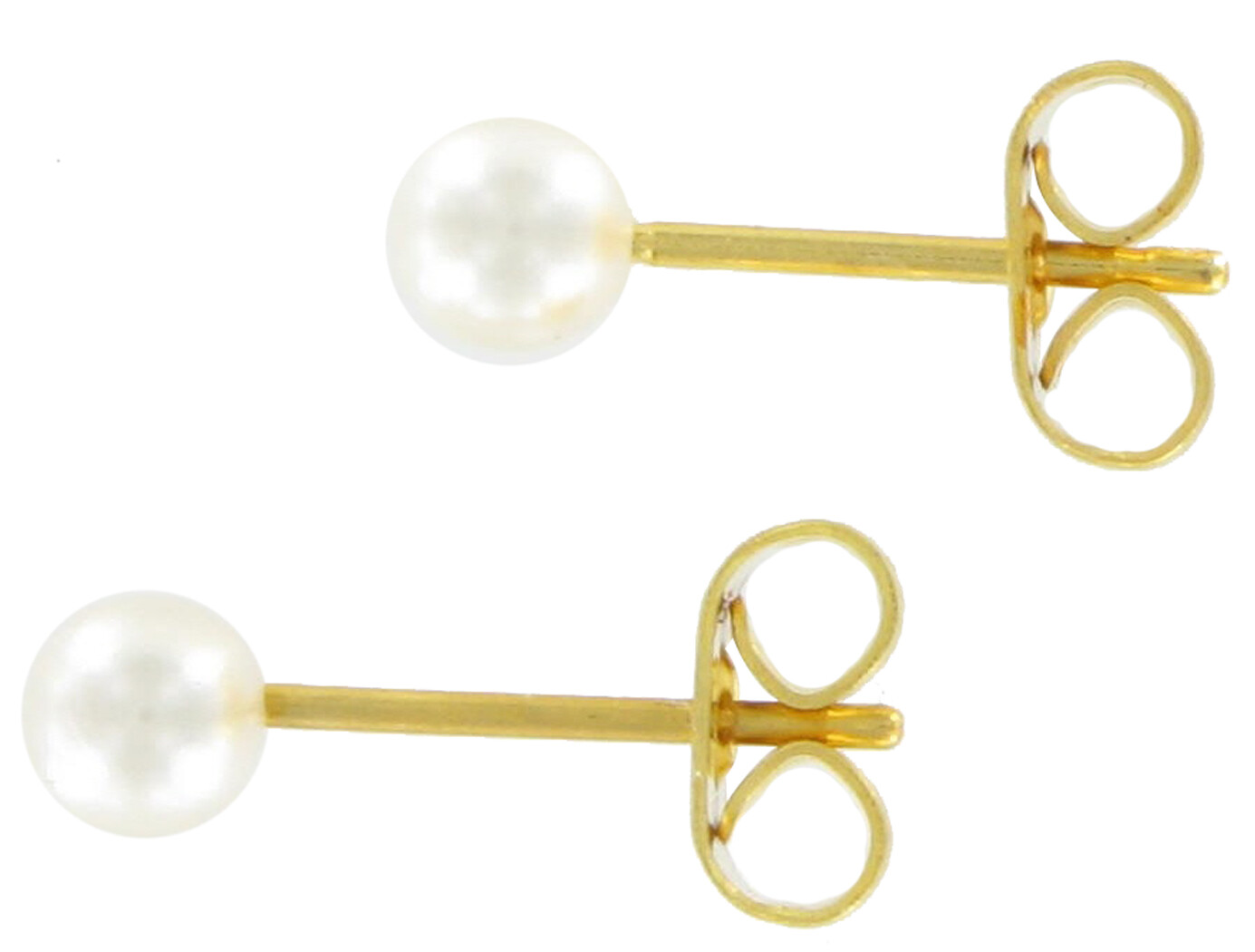 Small Faux Pearl Pierced Stud Earrings White 4mm