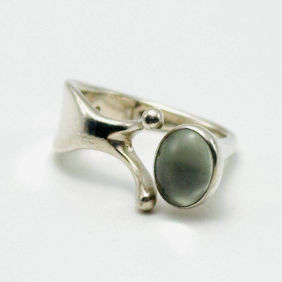 Georg Jensen No.152 Stone Sterling Silver Ring US5.5 in Rare