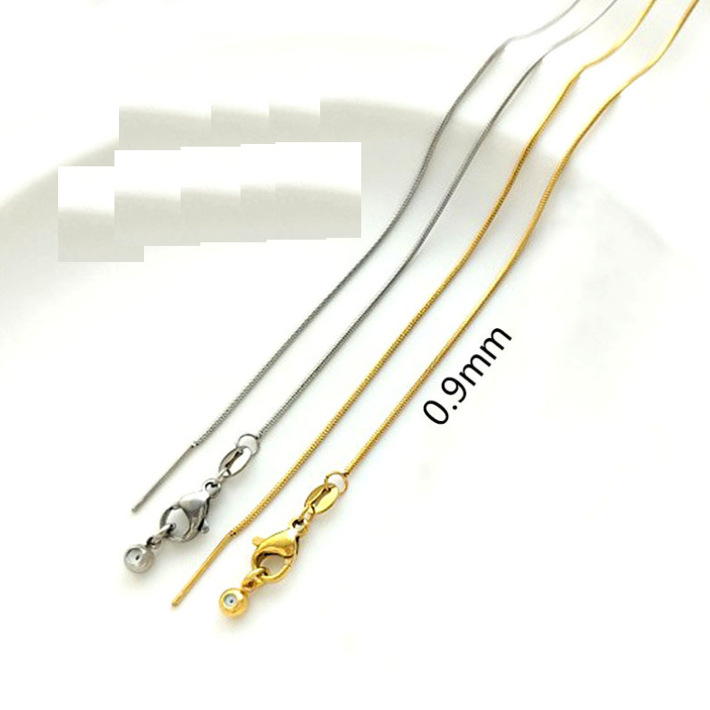 Silver/Gold Stainless Steel 0.9mm Snake Needle Adjustable Slide Lobster Chain