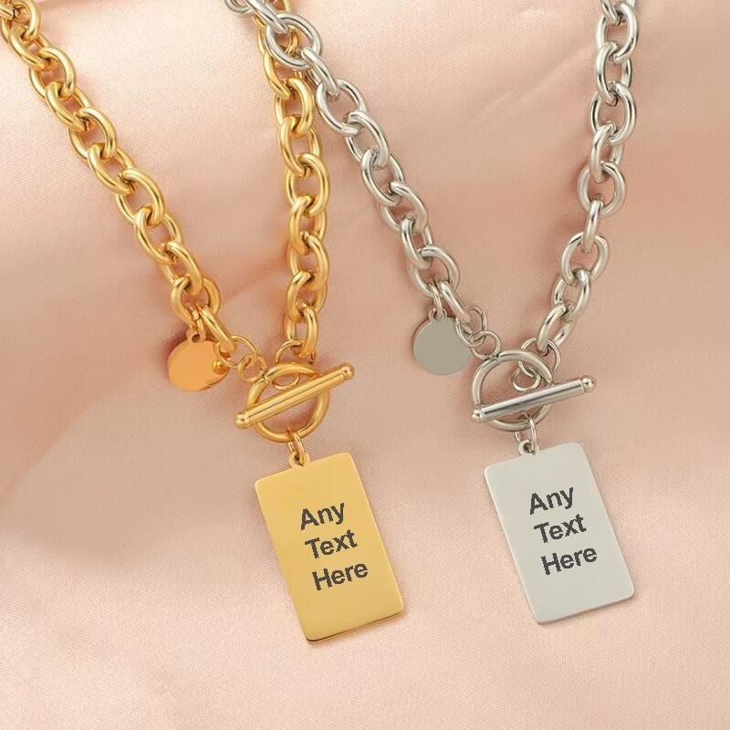 Personalised Stainless Steel Hip Hop Square Necklace for Women Men Fashion