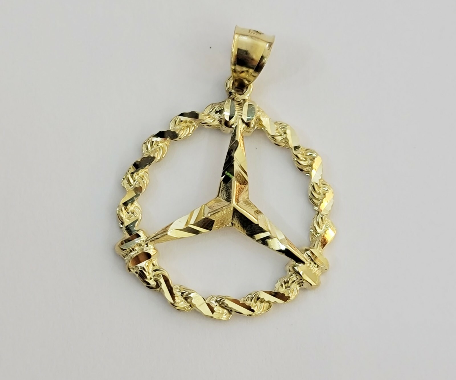 10k Gold Men’s Pendant 10kt Yellow Gold ,UNIQUE Rope Style Charm For Chains,REAL