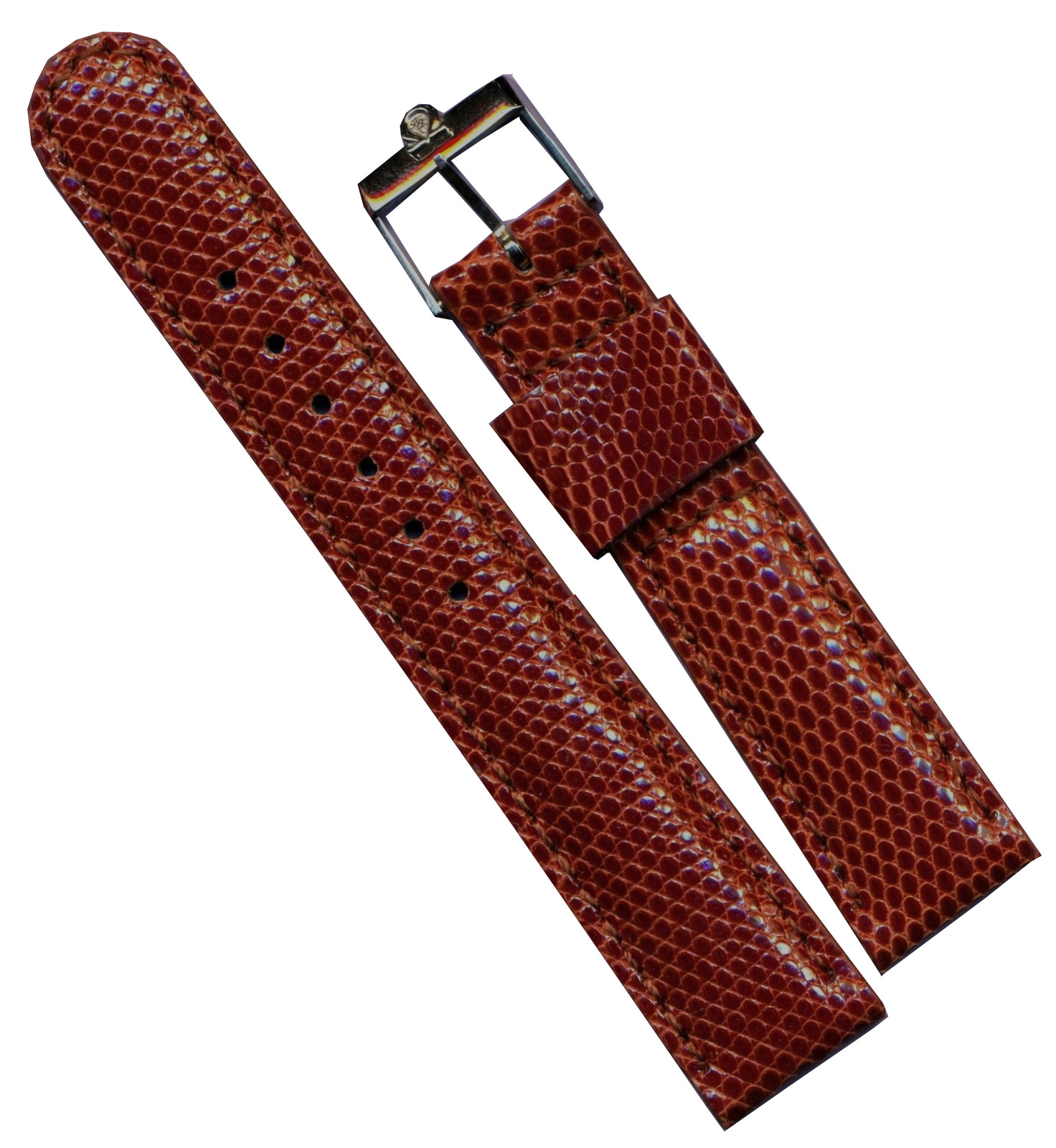 Brown or Black 18mm Genuine Lizard MB Strap & Vintage Steel or Gold Omega Buckle