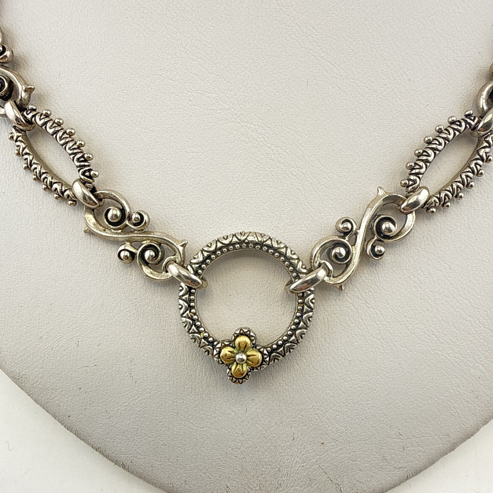 Barbara Bixby Necklace 18K Gold Sterling Silver Connector Ornate Chain Link 50g