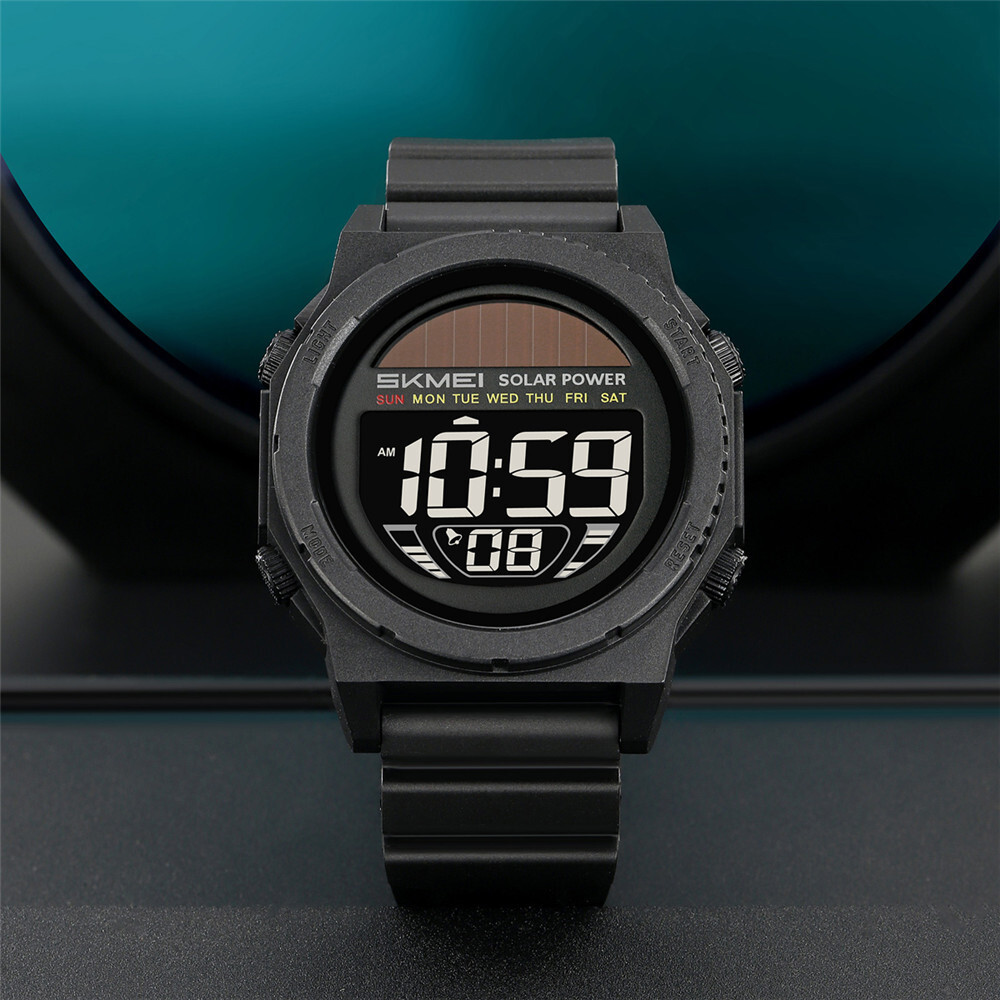 SKMEI Men Sport Watch Solar Power Wristwatch LED Boys Countdown Digital Watches