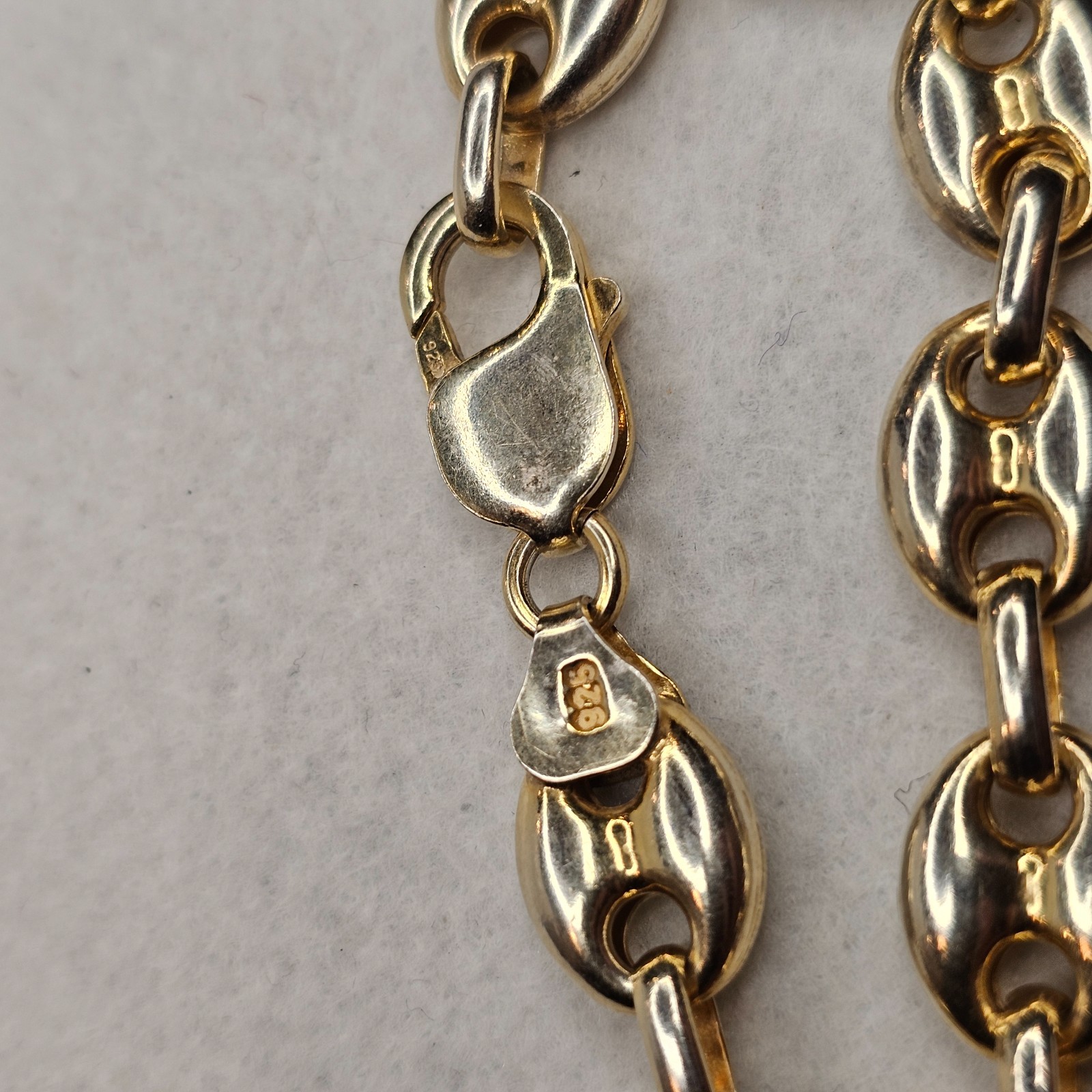 Vintage 925 Sterling Silver Gold Vermeil Puffy Gucci Link Bracelet 11mm 7.25″