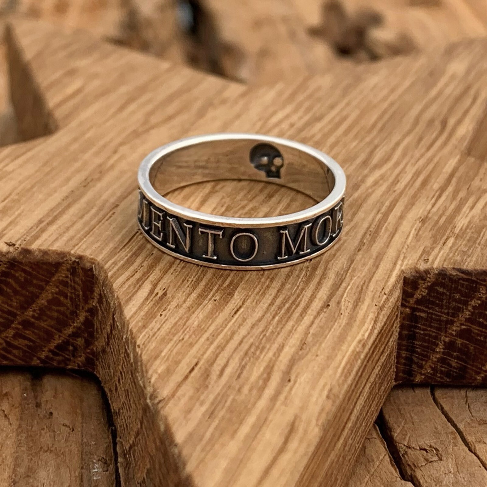 Memento Mori Ring Skull Sterling Silver Mourning Remember You Must Die Gothic