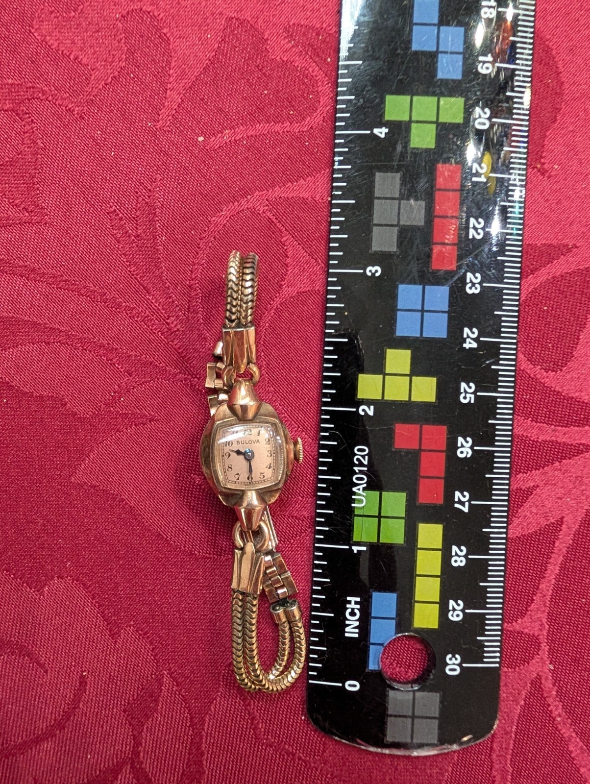 Bulova Vintage 1950s Wristwatch White Dial Gold Bracelet Untested