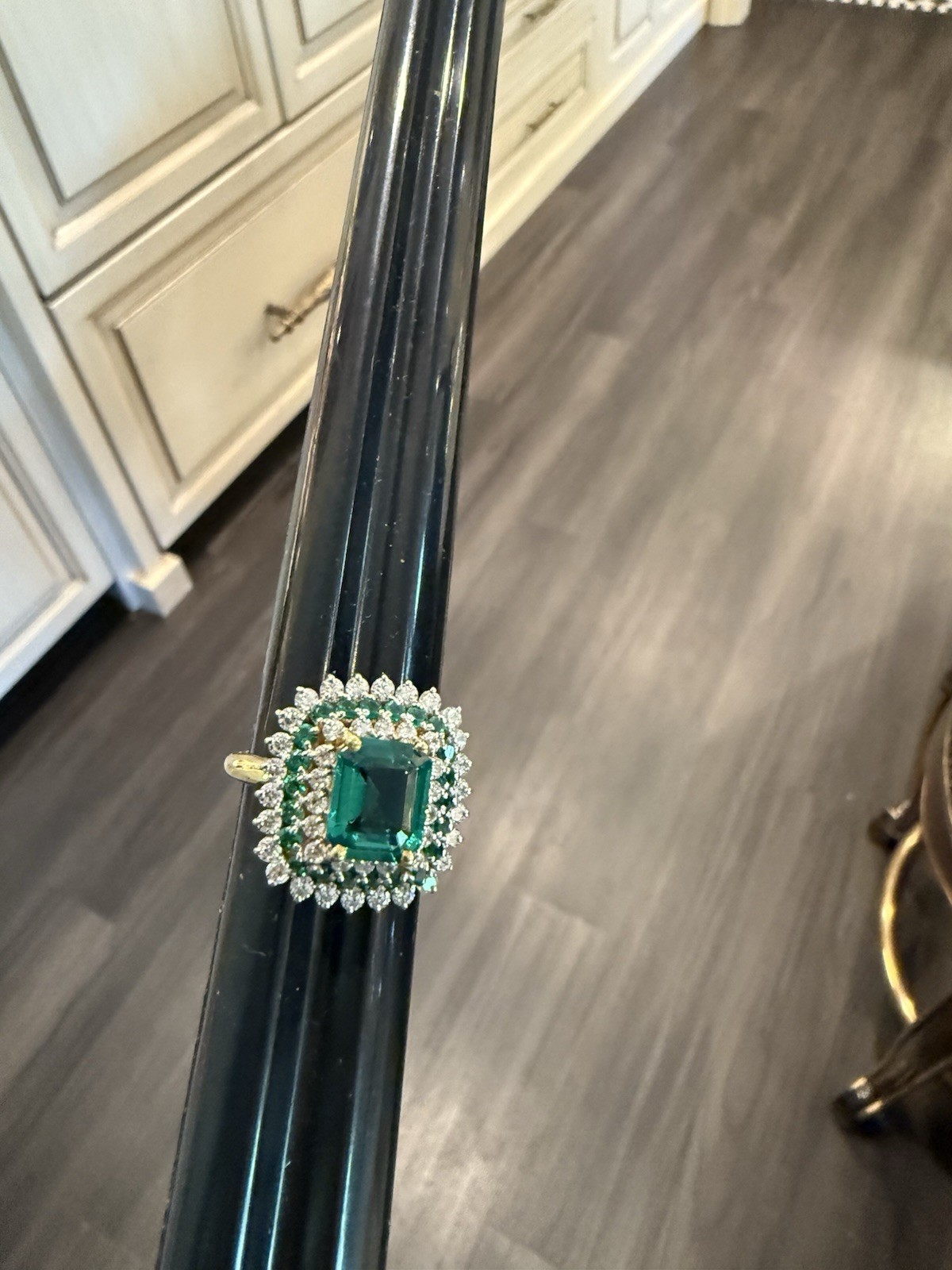 Princess Cut 3.10ct Lab Created Emerald 935 Argentium Silver Ring