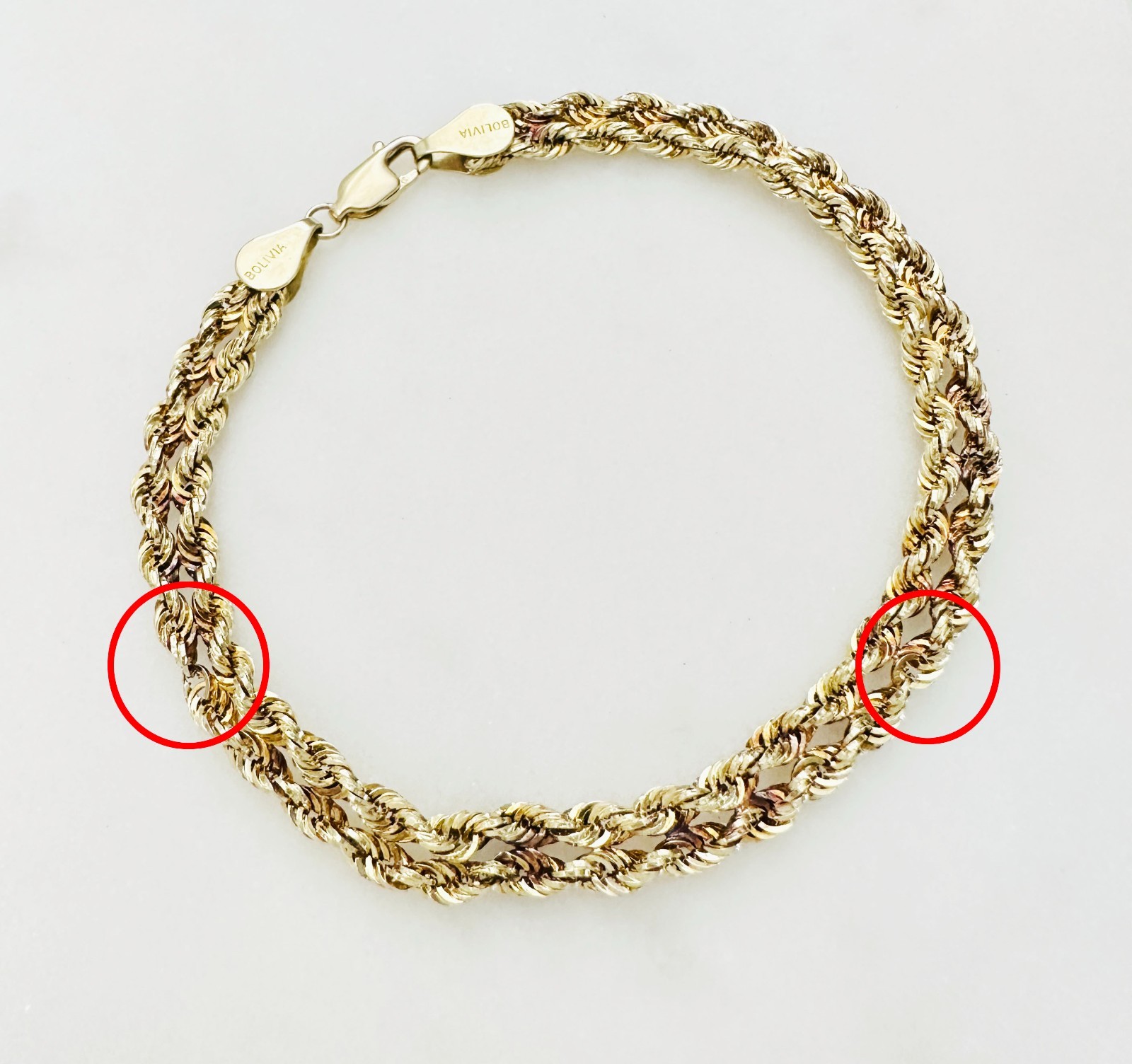 Solid 14K Yellow Gold Unique Braided Link Chain Bracelet 5.7mm, 7 3/8″, 3.4g