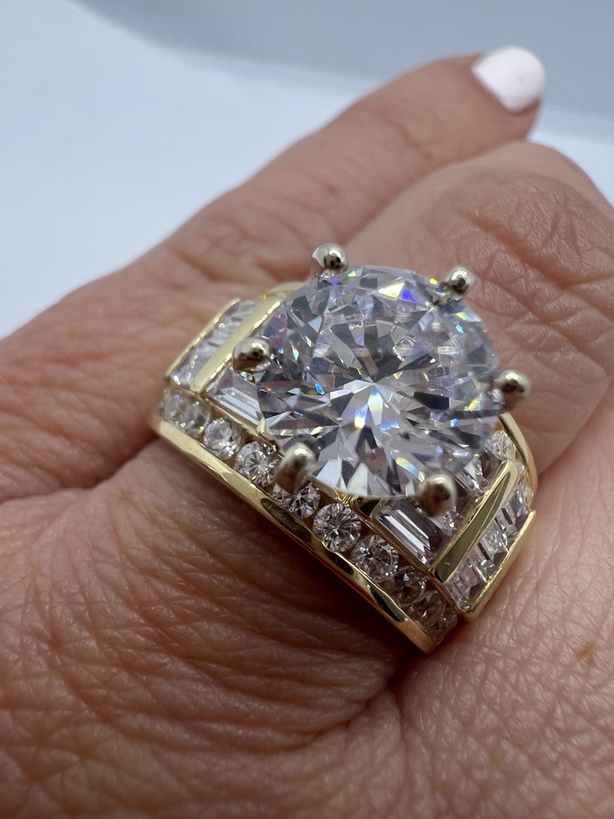 Sale GOLd Ring 14k YELLOW solid engagement Round wide thick carat size 5 ASK 4 6