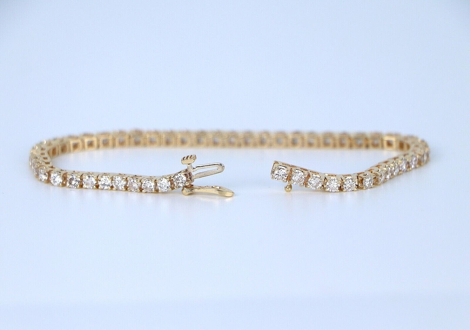 6.60Ct Round Cut GDGL Certified Natural Diamond Tennis Bracelet 18K Yellow Gold