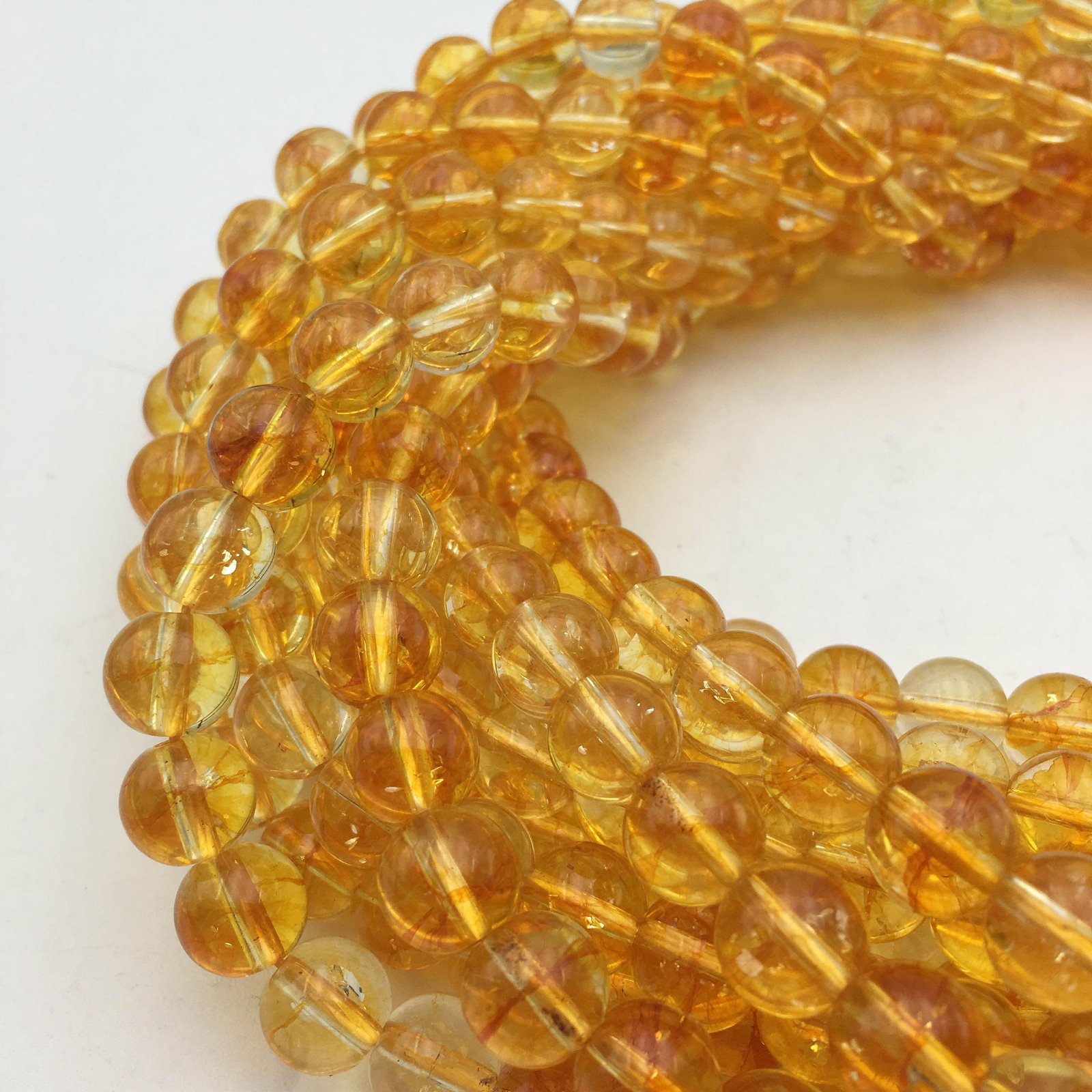 Yellow Citrine Color Dyed Quartz Smooth Round Beads 6mm 10mm Approx 15.5″ Strand