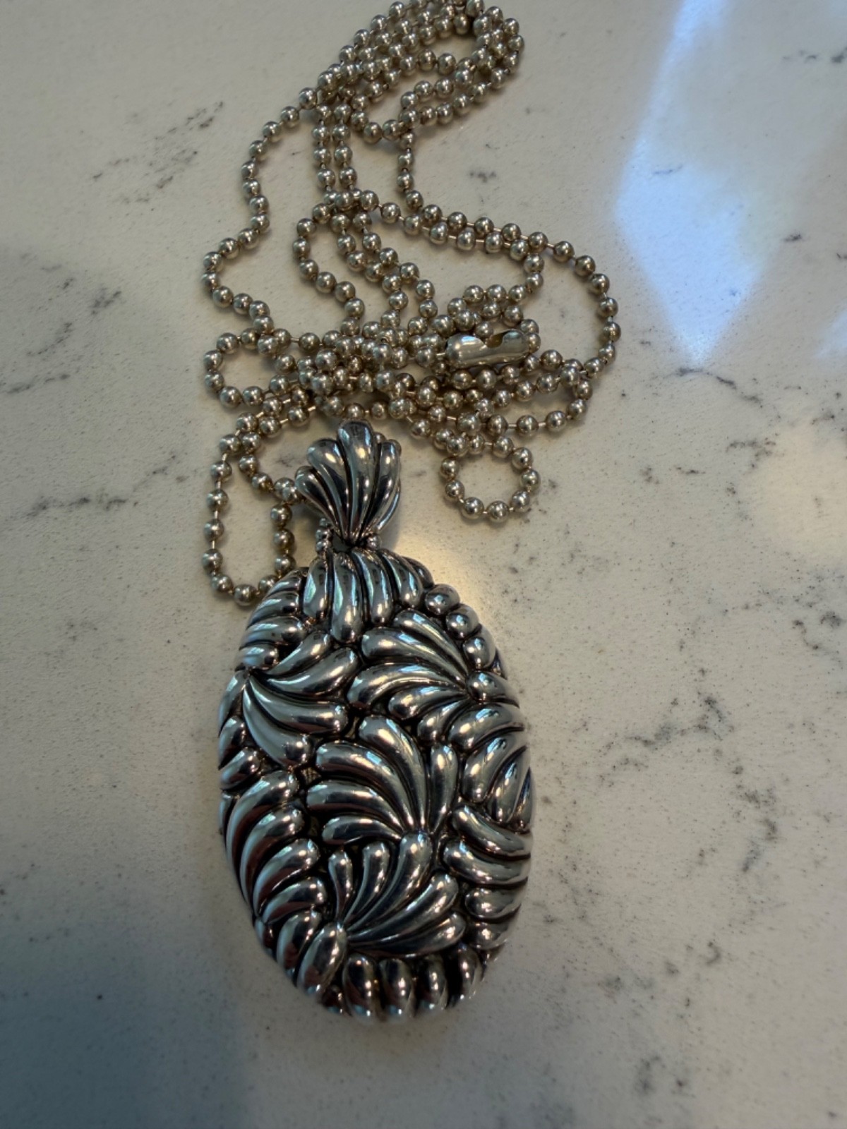 Lagos Soiree Floral 925 Sterling Silver Pendant with 32 inch with Beaded Chain
