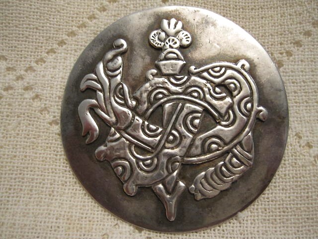 WILLIAM SPRATLING PIN QUETZALCOATL NEO-AZTEC FEATHERED SNAKE TAXCO MEXICO SIGNED
