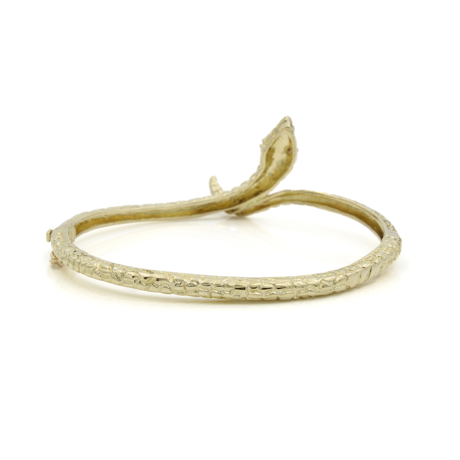 14k Yellow Gold Snake Motif Size 6.5 Inch Hinged Bangle Bracelet #E159196-1