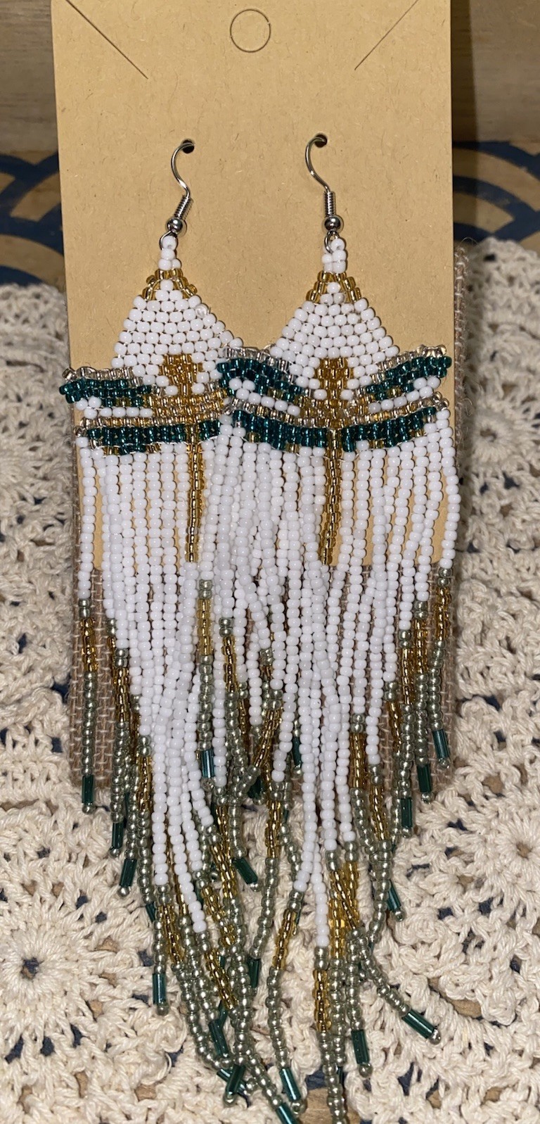 Dragonfly Seed Bead Beaded Earrings Boho Fringe Dangle Tassel
