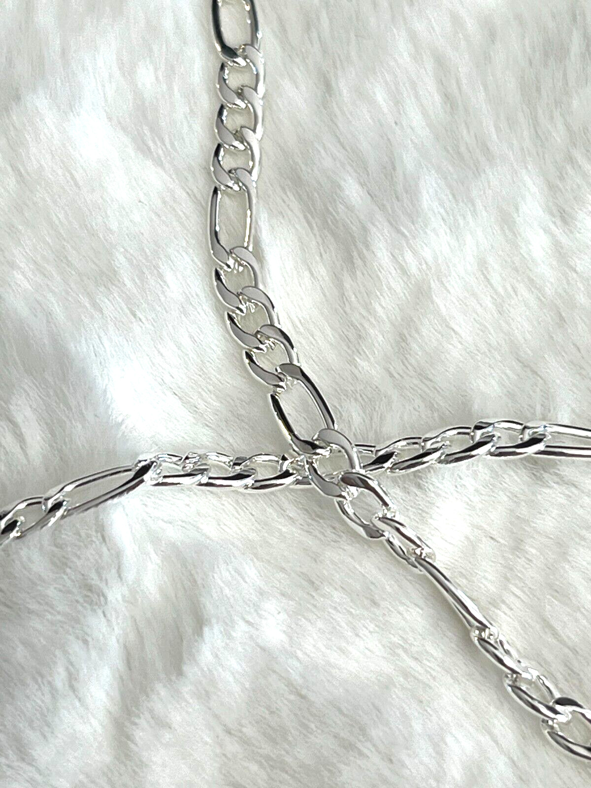 Super Nice 925 Silver Plated Figaro Chain Necklace 4mm 22″ Fast Free Shipping
