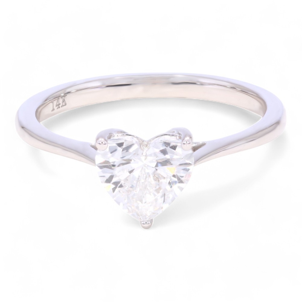 1.00 CT Heart Lab Grown Diamond Solitaire Engagement Ring in 10K Gold for Women