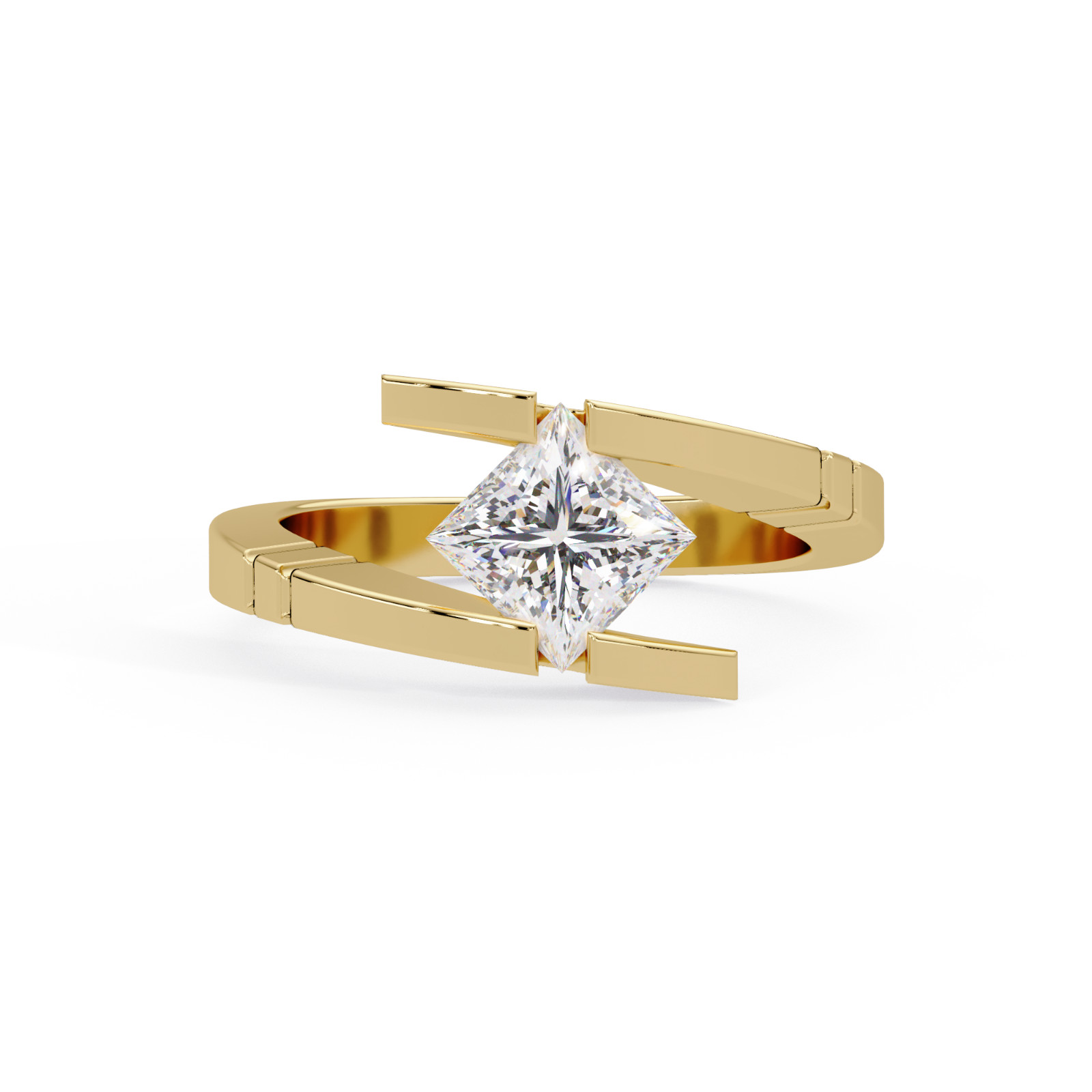 1.0 CT 925 Silver Princess Cut Lab Grown Diamond Bypass Tension Ring IGI DEF VVS