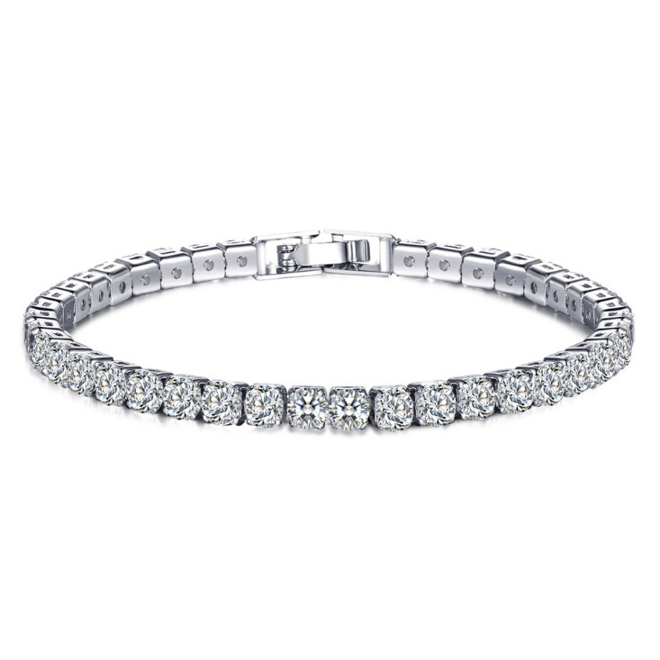 7.3″ White Gold Plated Brass White Green Blue Round CZ Tennis Bracelet Gift P52