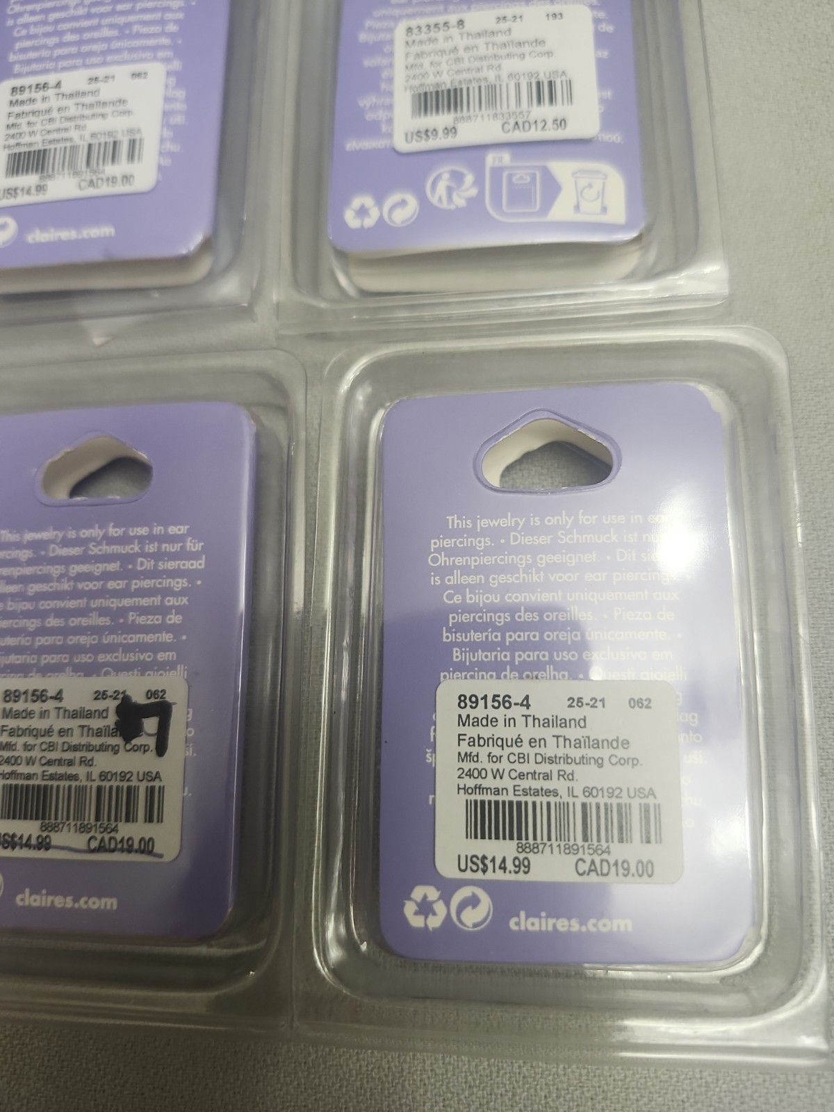 Claire’s Ear Jewelry Bulk Lot 18 Pieces