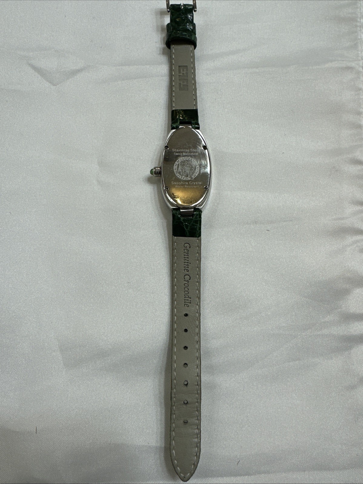Effy Diamond & Tsavorite 1.78 Ct Swiss Quartz Ladies Watch Green Crocodile Strap