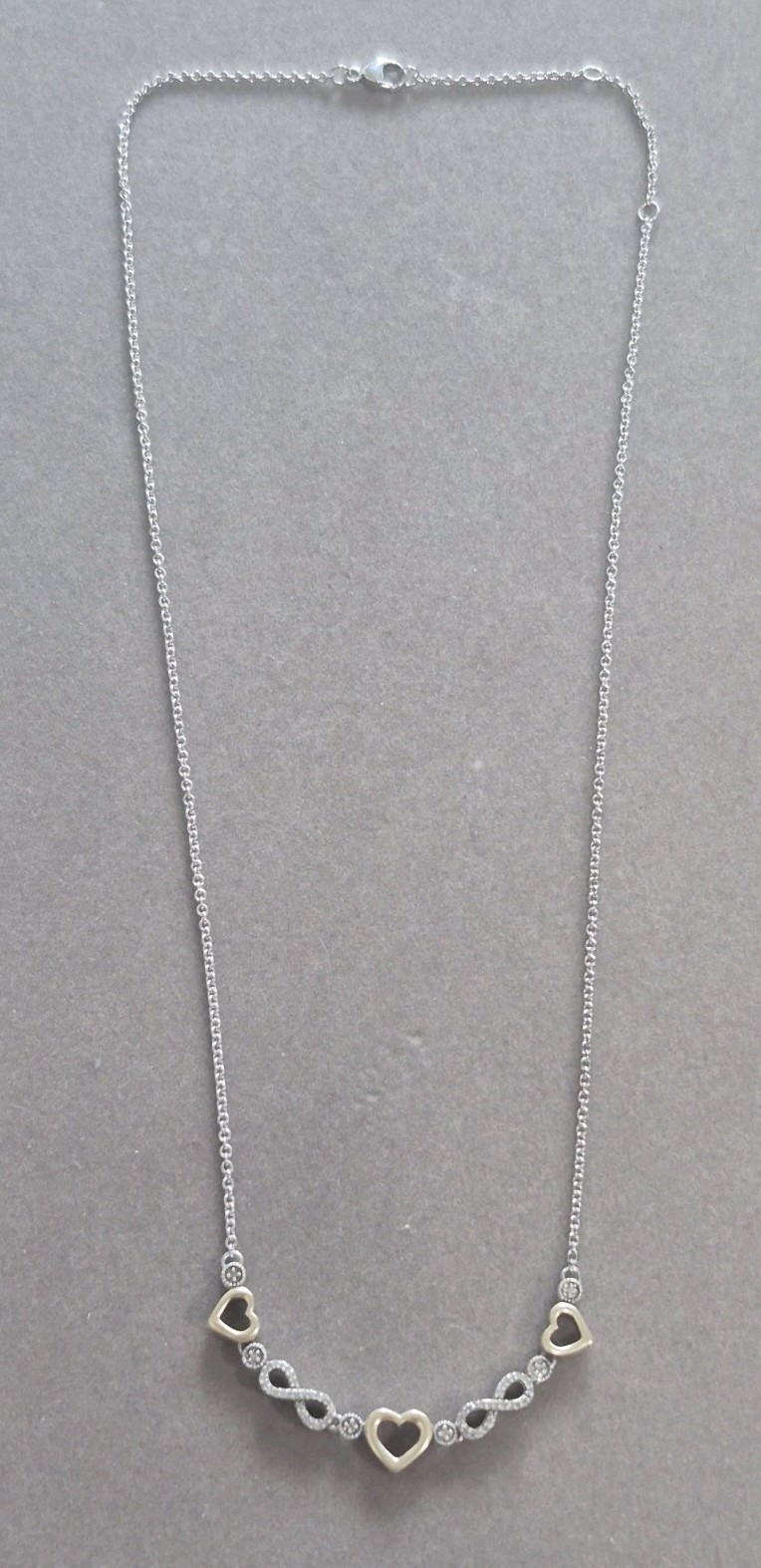 Jane Seymour sterling silver 10k gold triple heart diamond chip necklace