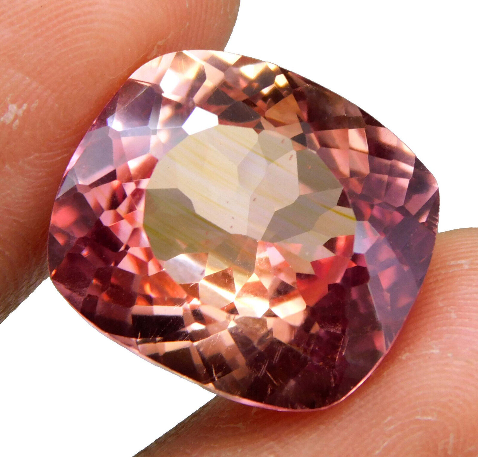 Extremely Rare Natural Padparadscha Sapphire Cushion 20+ Ct Certified Gemstone