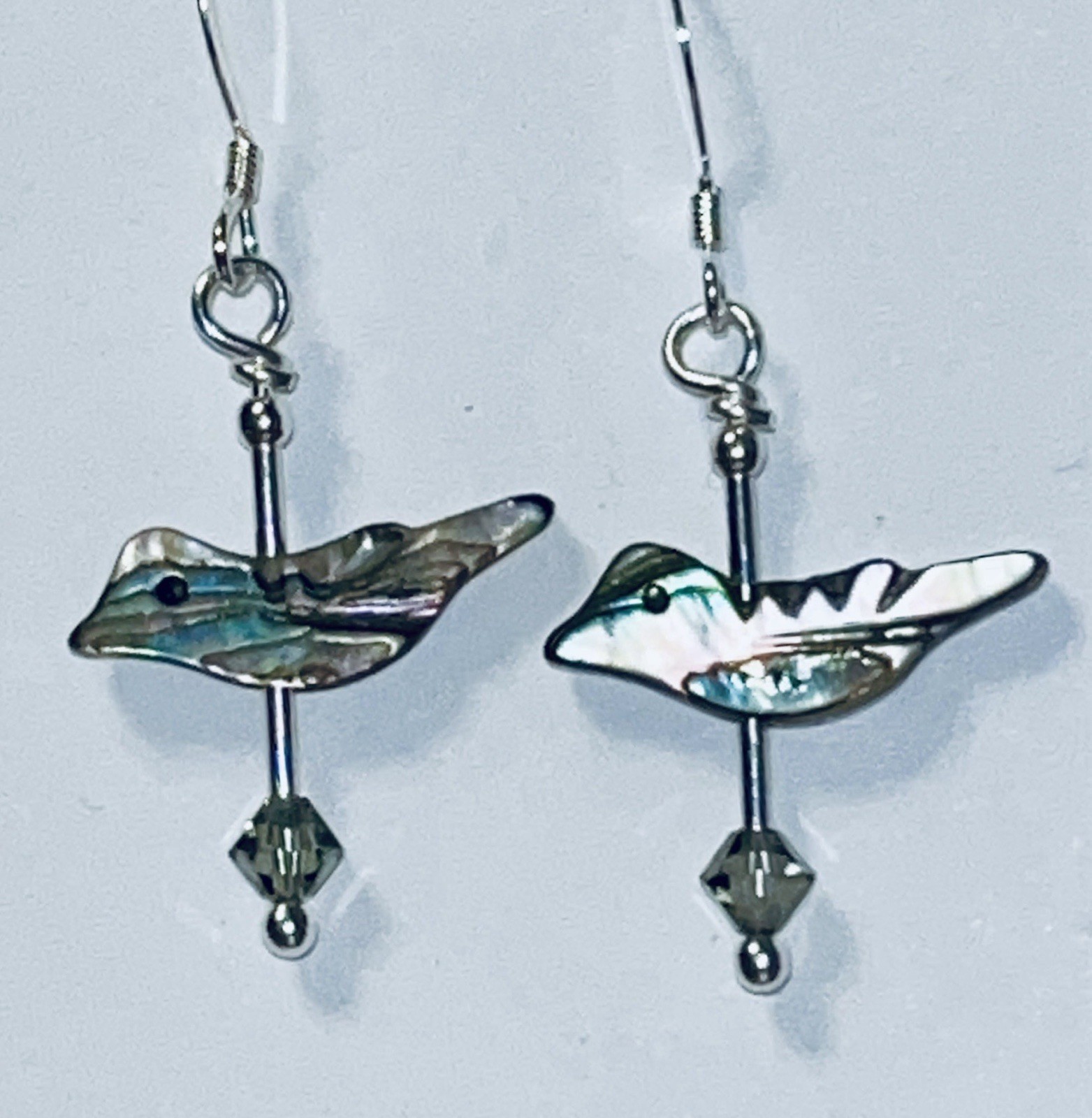 Sterling Silver Swarovski Crystal & Abalone Shell Earrings – Windsong OOAK
