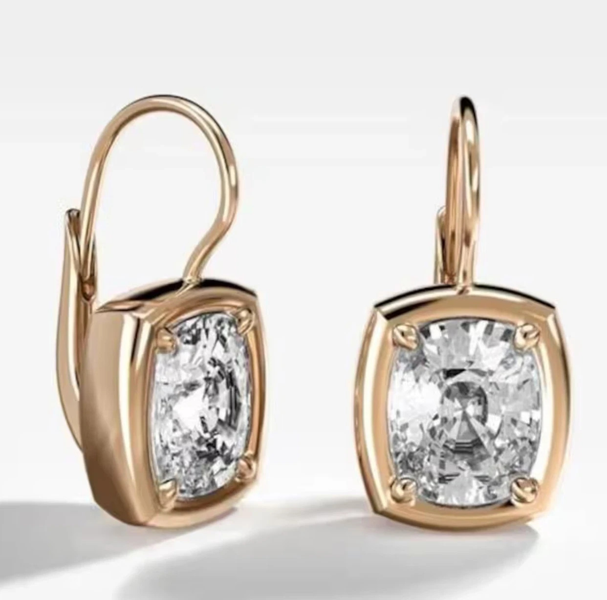 4 CT Cushion F-VS1 Lab Grown Diamond Women Drop Dangle Earrings 14K Yellow Gold