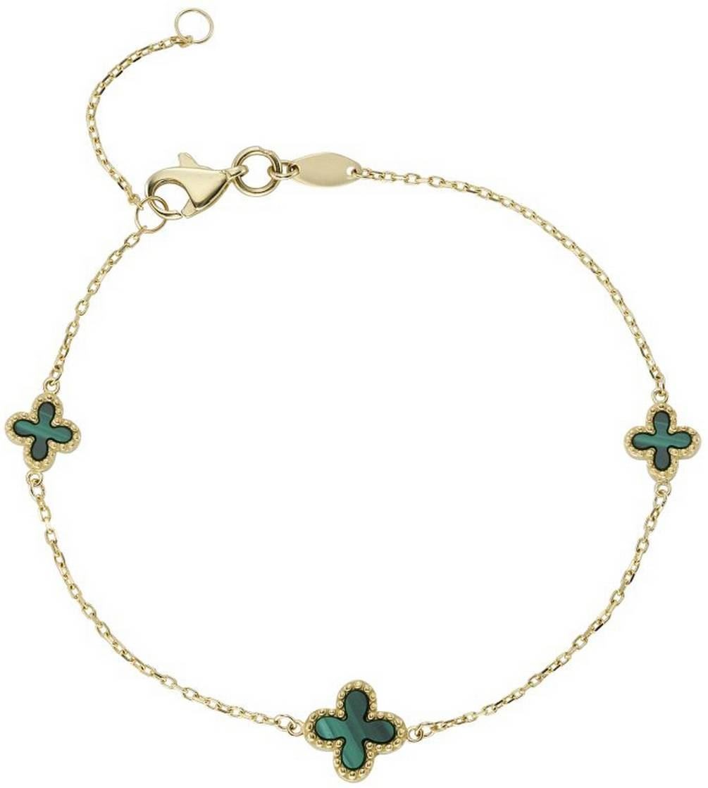 Mark Milton Womens Malachite Cross Bracelet – Yellow Gold/Green