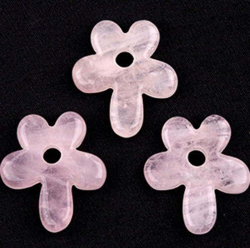 10pcs Natural Rose Quartz Stone Hollow Flower Pendant DIY Jewelry Making 31x35mm