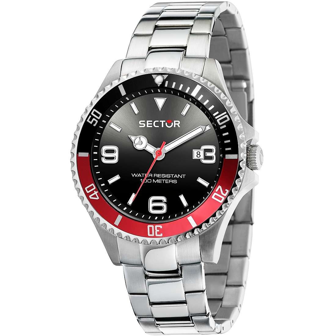 Mens Wristwatch SECTOR 230 R3253161021 Stainless Steel Black Red Sub 100mt