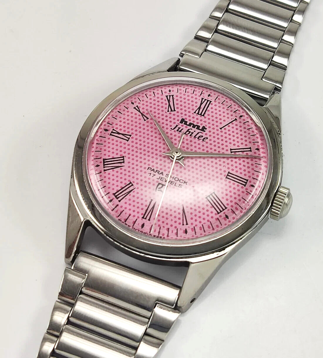 HMT Jubilee Pink Dial 17 Jewels Mechanical Hand Winding For Men’s Wrist Watch
