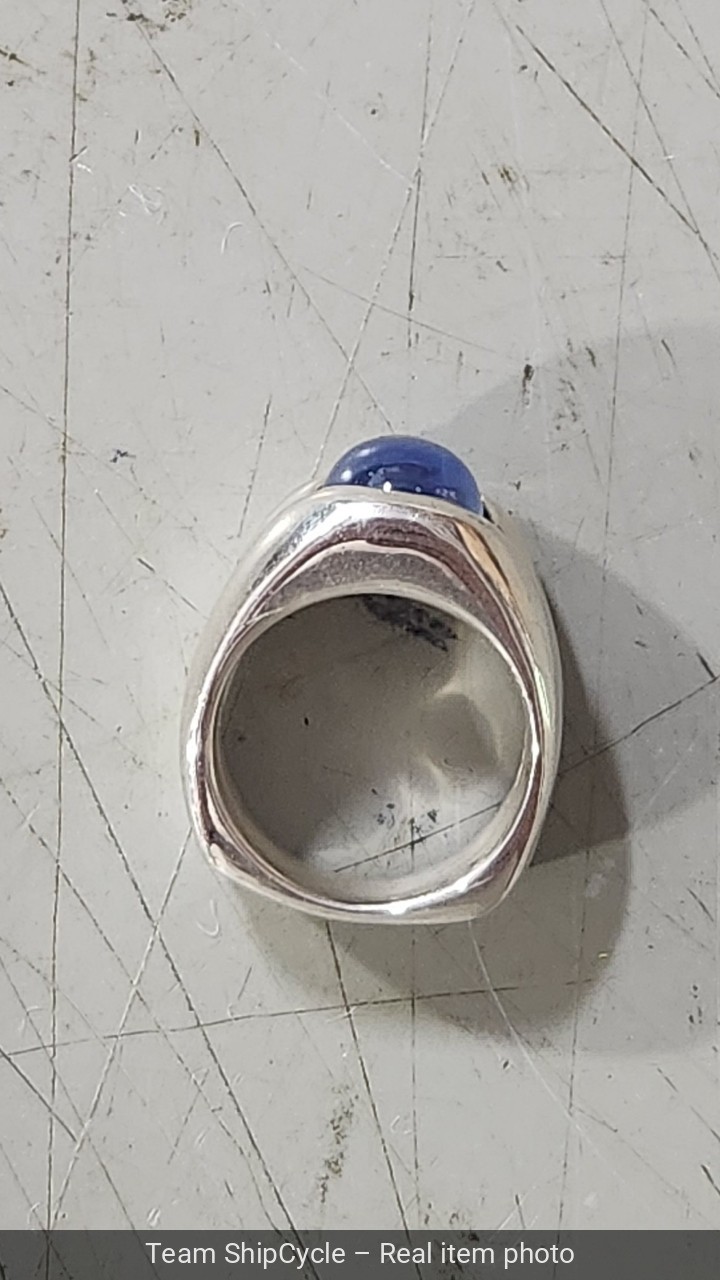 without packaging MJG STERLING SILVER MENS RING12 X 10mm LAB CREATED BLU G2U