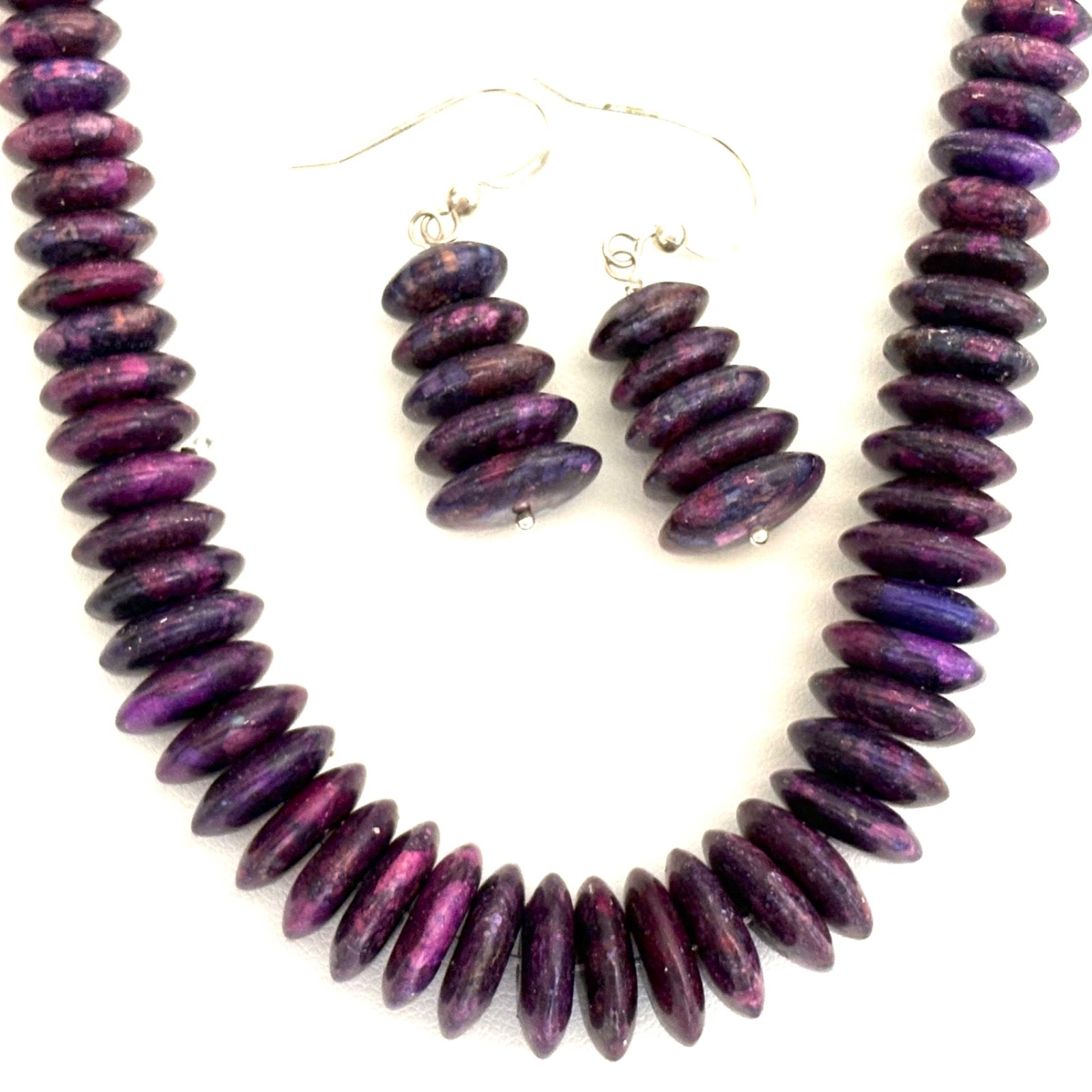 Jay King PURPLE TURQUOISE Beaded Necklace & Matching Dangle Earrings