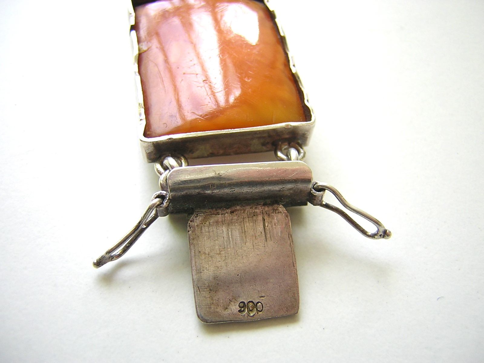 900 Silver Bracelet Amber Natural Amber Gingerbread 40.0 G Genuine Old Amber