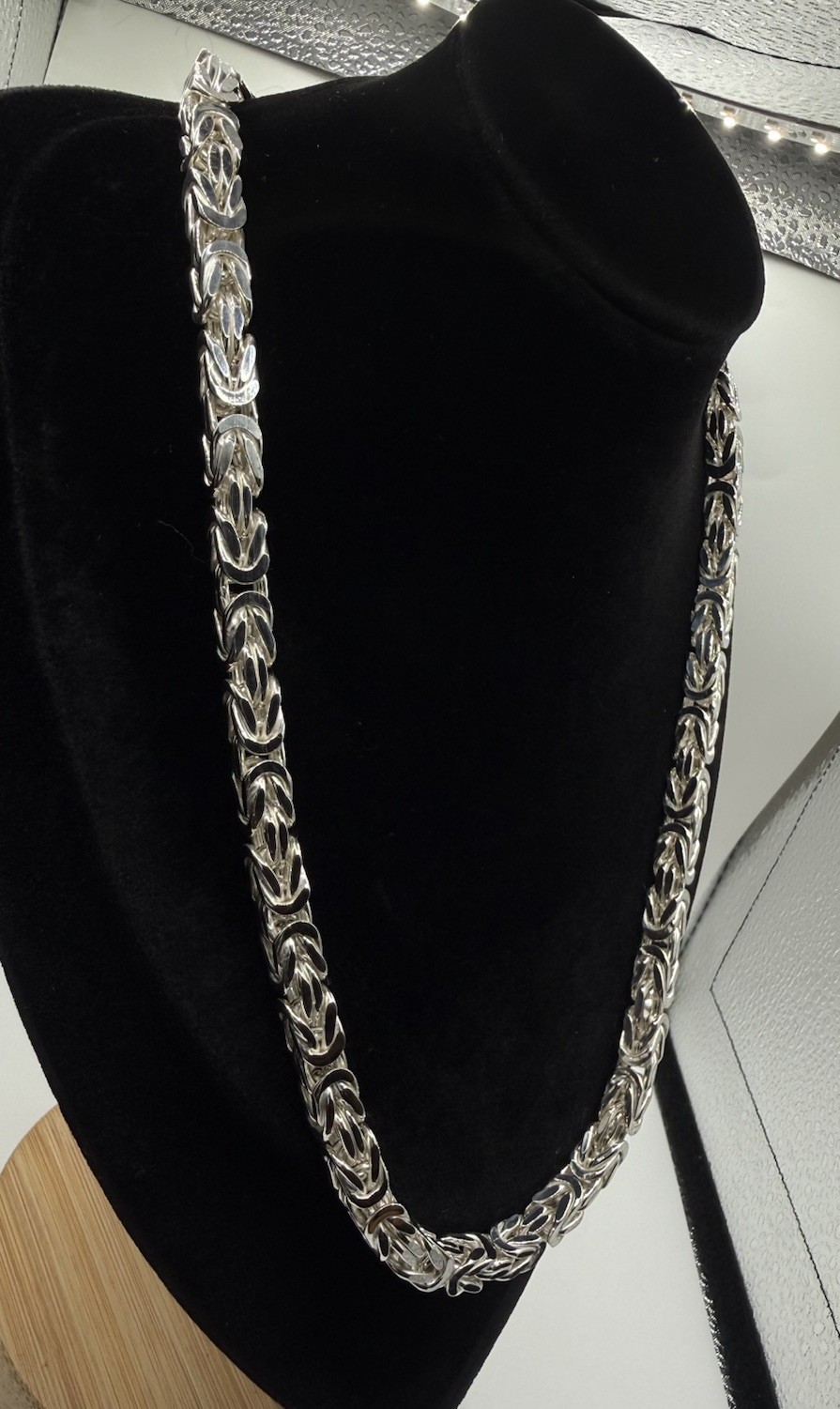 7.2mm Solid Sterling Silver 925 Square Byzantine Chain Necklace 77g Bold
