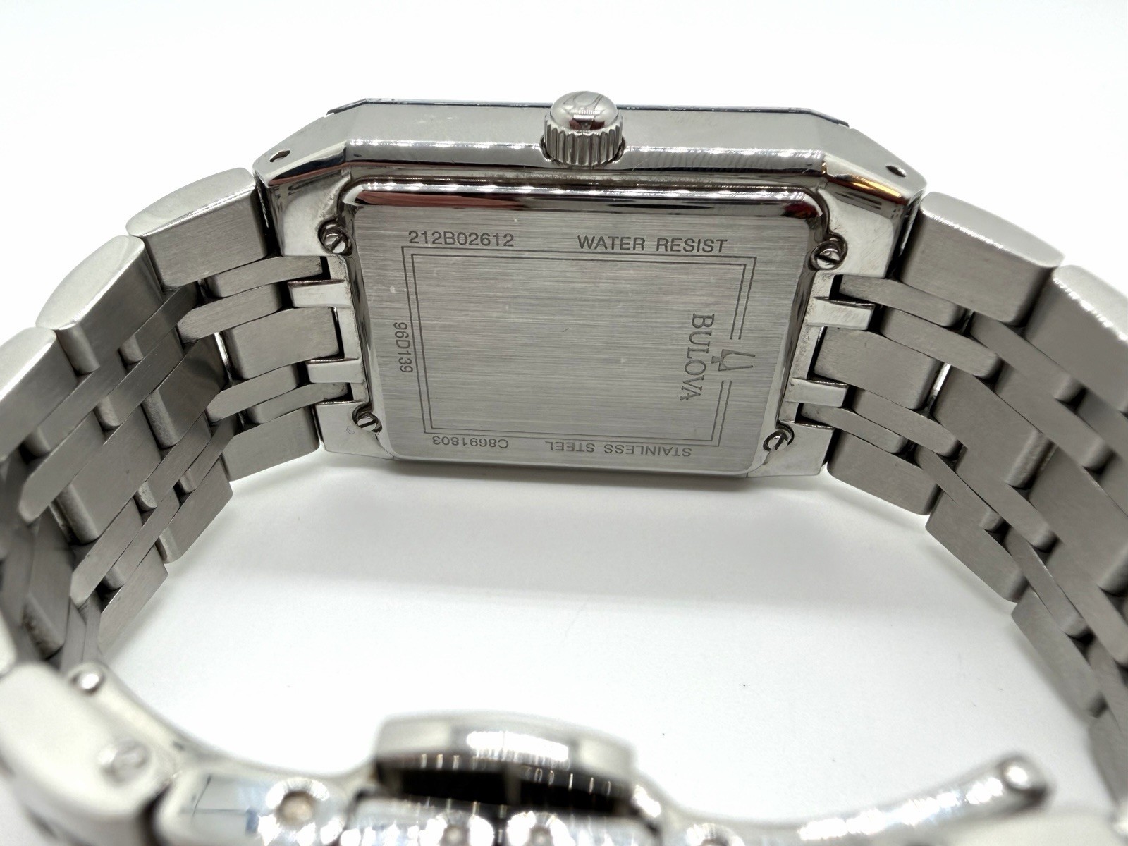 BULOVA Futuro Rectangular Diamond Accent Stainless Steel Quartz Watch