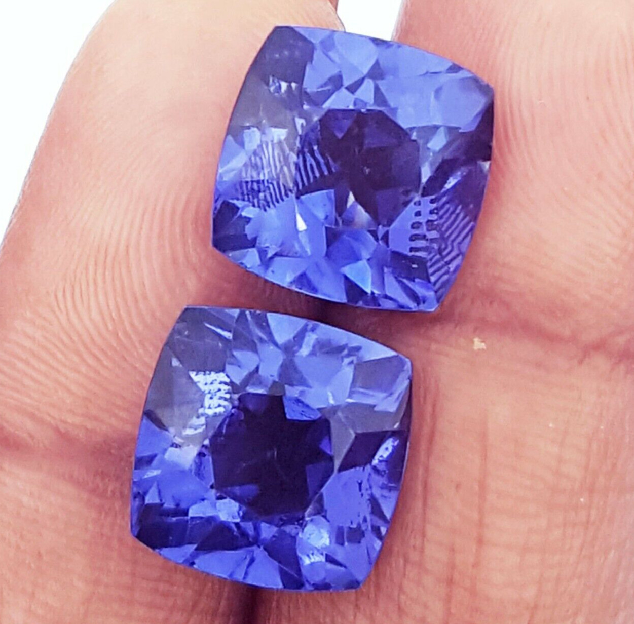 Natural Tanzanite Cushion Cut 16 Ct Pair Certified Loose Gemstone P051