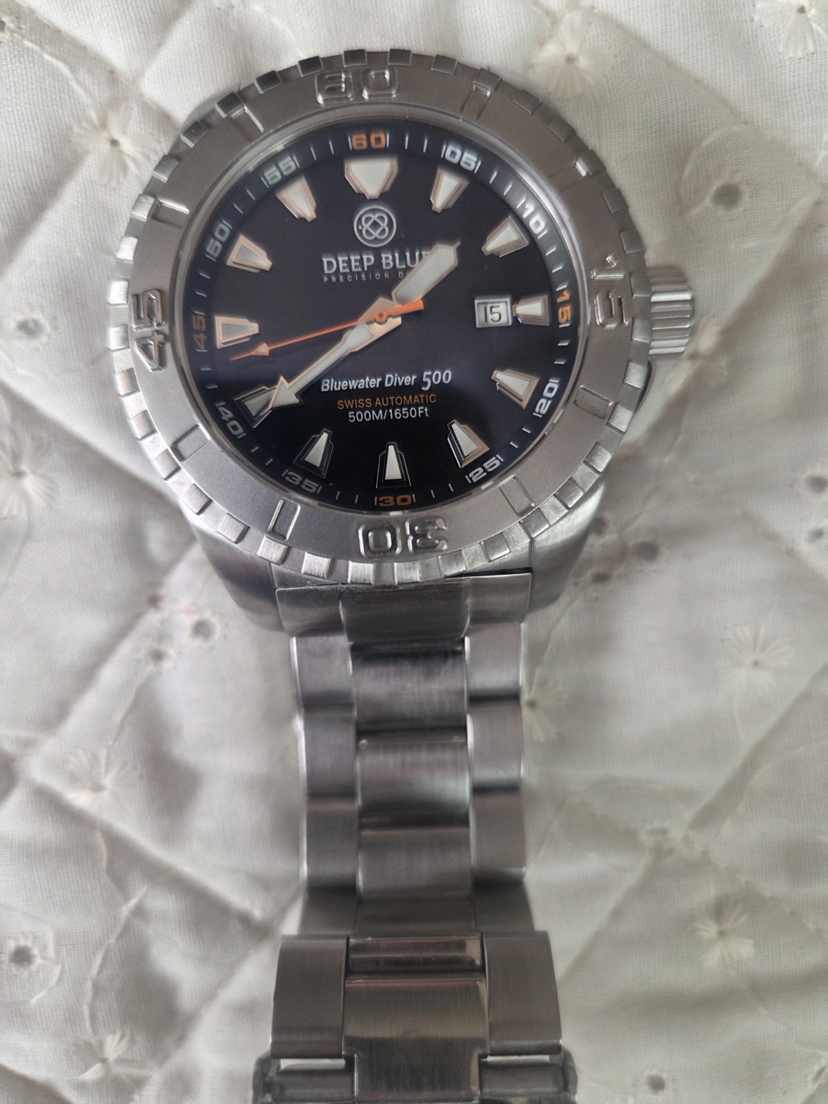 Deep Blue Bluewater Diver 500 Men’s Automatic 500m 48mm SS Black/Orange