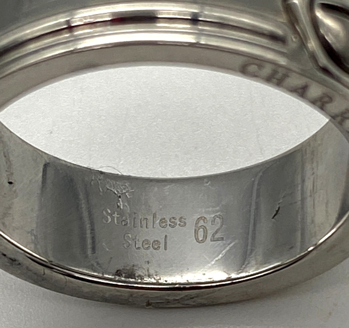 Charriol Stainless Steel Men’s Ring Size 62 Hex Bolt Design Silver Band – US9.5