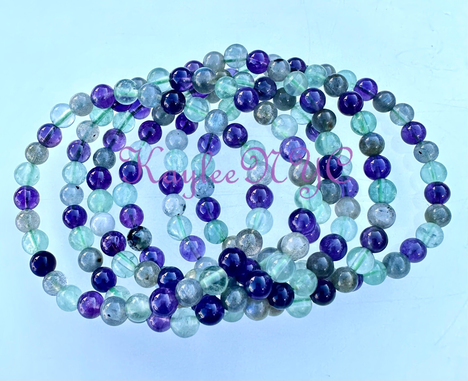 Wholesale 6 Pcs Crown Chakra 6mm 7.5” Crystal Healing Stretch Bracelet
