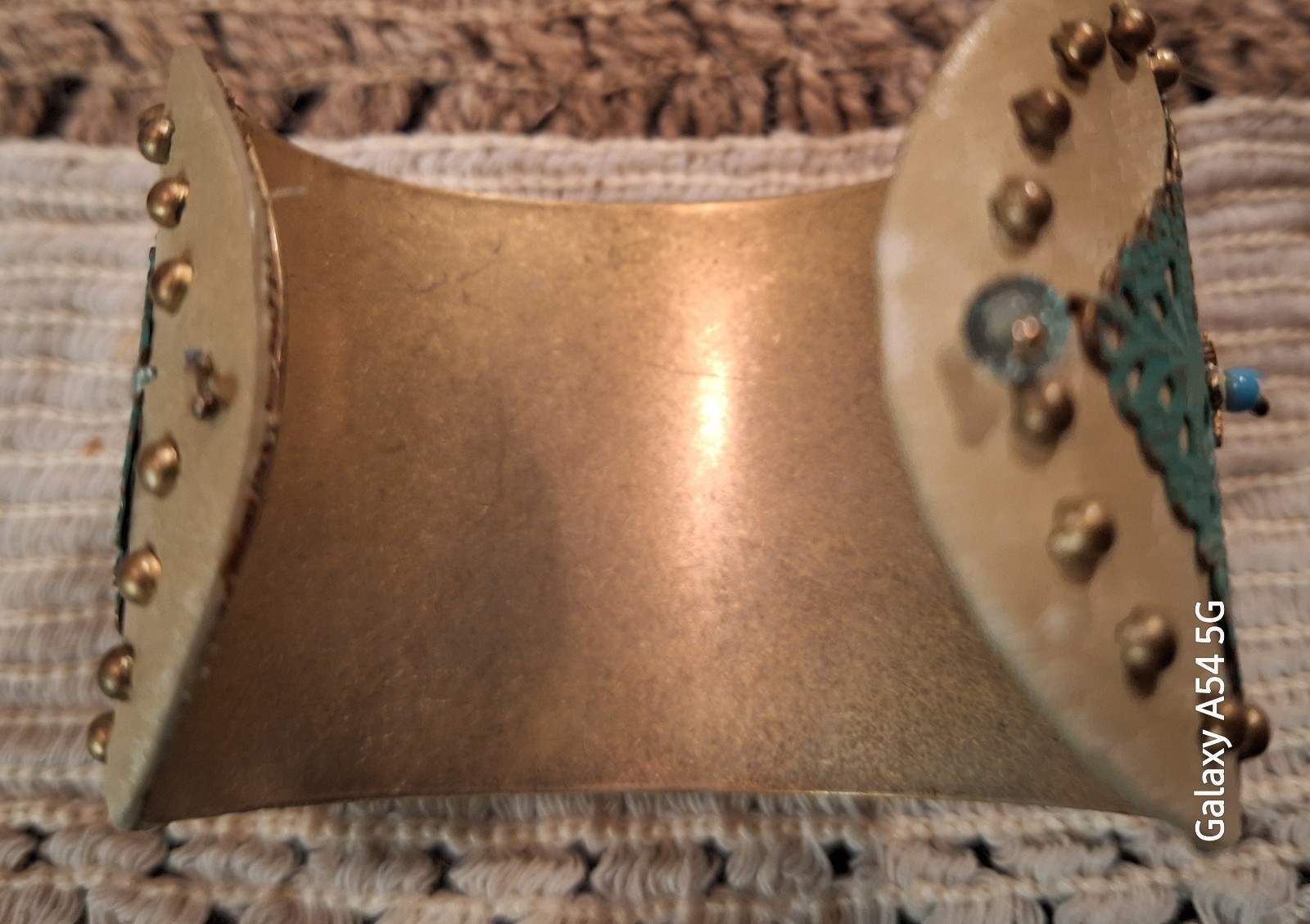 Western Embellished Leather Cuff Crystal,Metal,Enamel Embellishments 2″ wide
