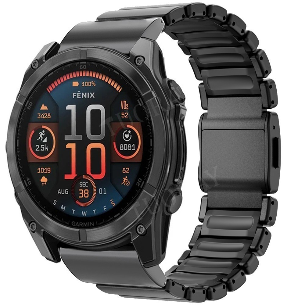 Titanium Rubber Band Strap for Garmin Watch Fenix 8 7X 6X Tactix 7 EPIX Pro 51mm