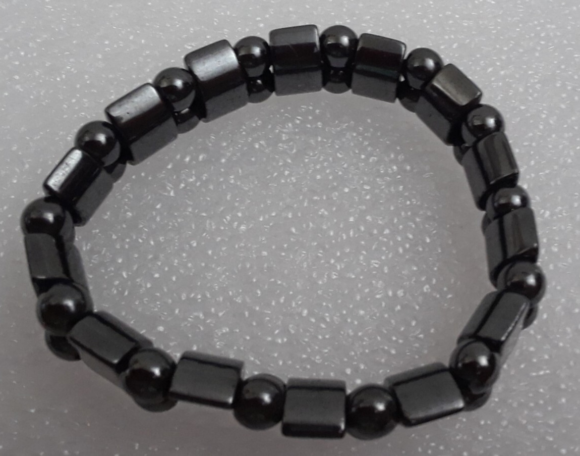 Metallic Stretch Bracelet Dark Stones 3.5 Inches Across Bracelet